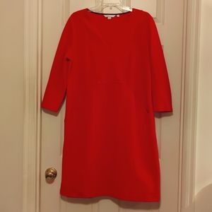 Boden Red Midi Dress with Pockets Size 14